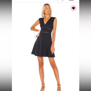 REBECCA TAYLOR Fit & Flare V-Neck Navy Dress